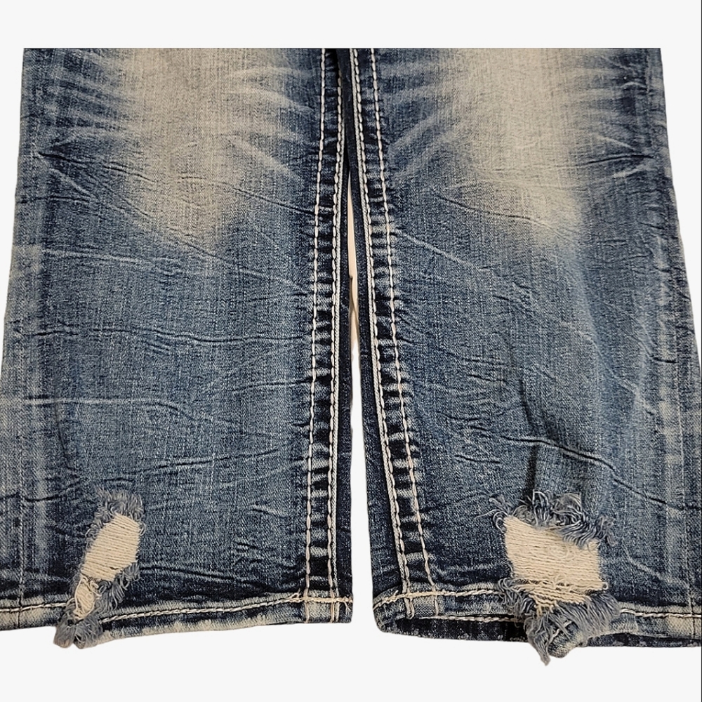 ROCK REVIVAL Arona Easy Crop Swarovski Embellished Pocket Distressed Jeans NWOT - Picture 13 of 15